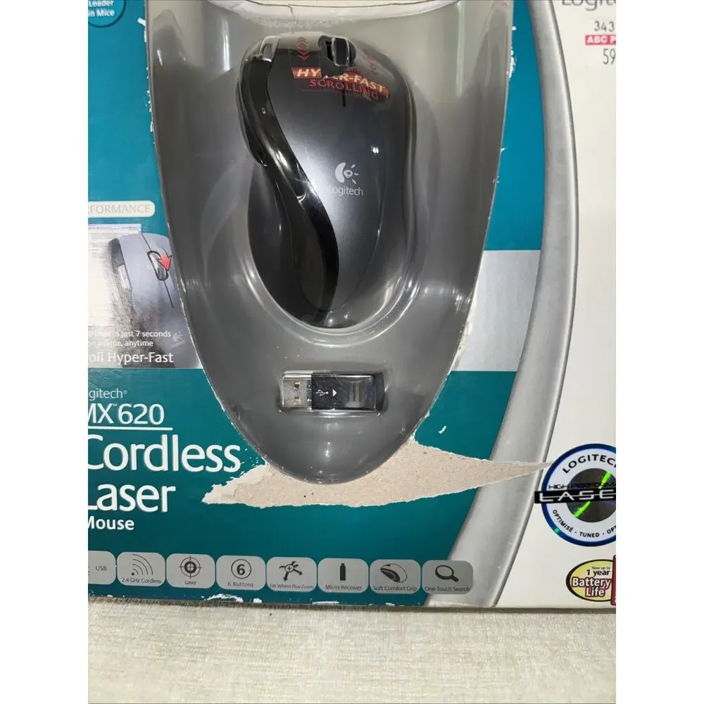 Logitech MX620 Cordless Laser Mouse - Black (910-000240) New Sealed